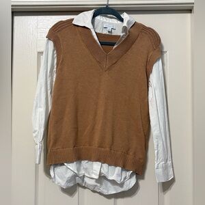 Charter Club Brown V-Neck Sweater Vest Blouse